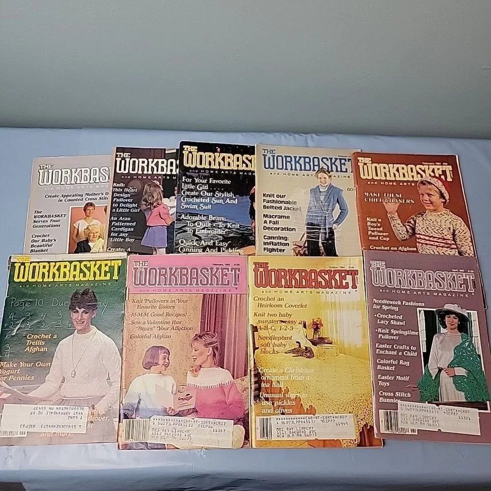 The Work Basket Magazines‎ 9 Vintage Crafts Sewing Needlecraft Art Ads 1980's
